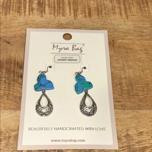 Myra Bag Blue and Silver Heart Earrings